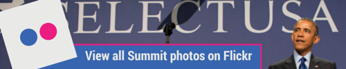 This image contains a picture of President Obama and a Flickr logo. Click to go to SelectUSA's photo albums on Flickr.